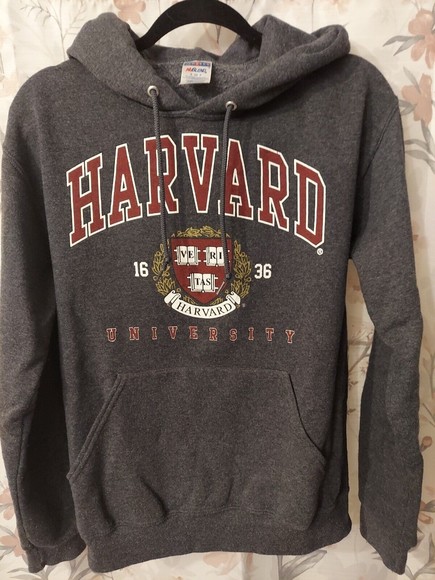 Harvard Crimson Sweater Mens Small Gray Ivy League Football Crest Hoodie